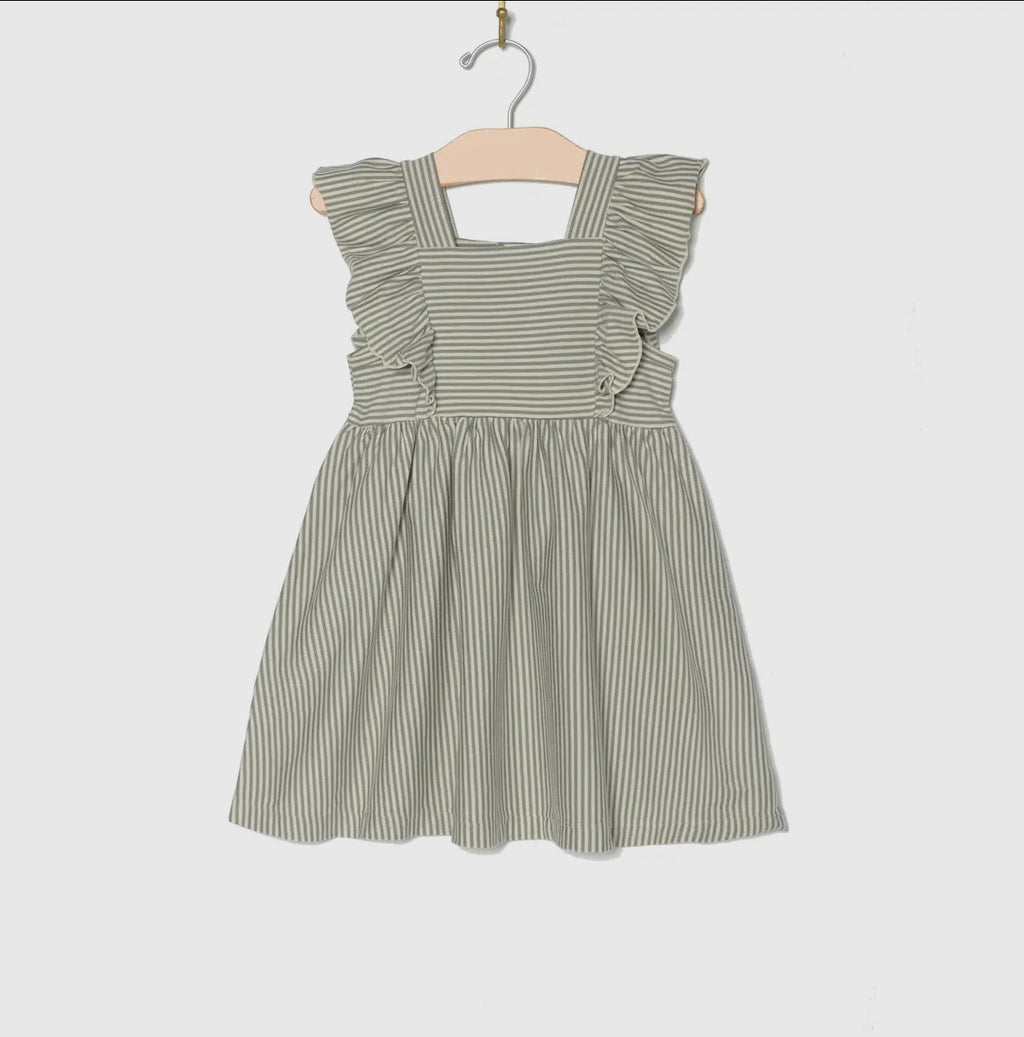 City Mouse Flutter Tank Dress- Steel Stripe