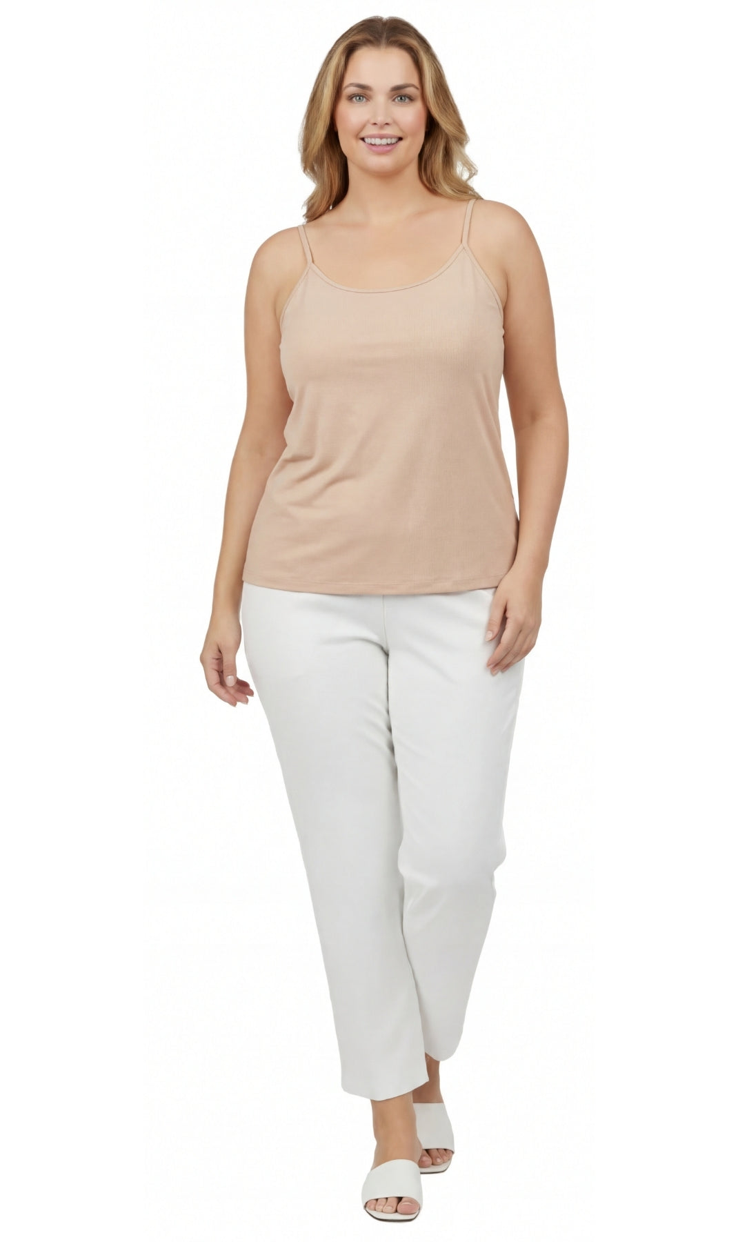 Women's Essential Adjustable Strap Camisole in Soft Cotton Blend Fabric with a built in Shelf Bra