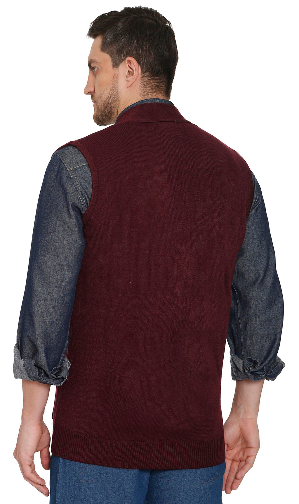 Men's Cashmere-Like Button Front Flat Knit Sweater Vest with front patch pockets