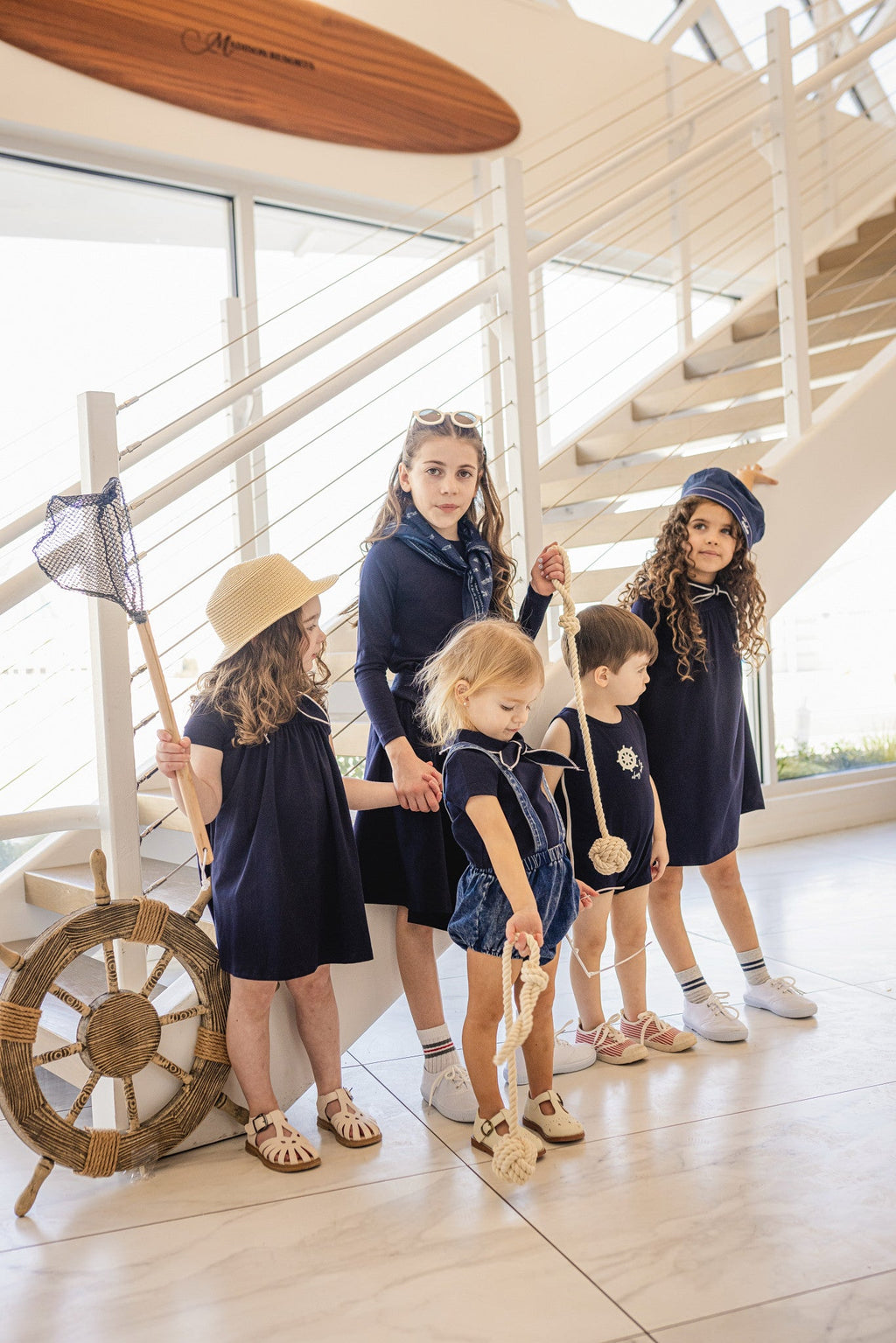 Coastal Navy Girls Romper