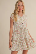 Faux Button Down Tiered Dress
