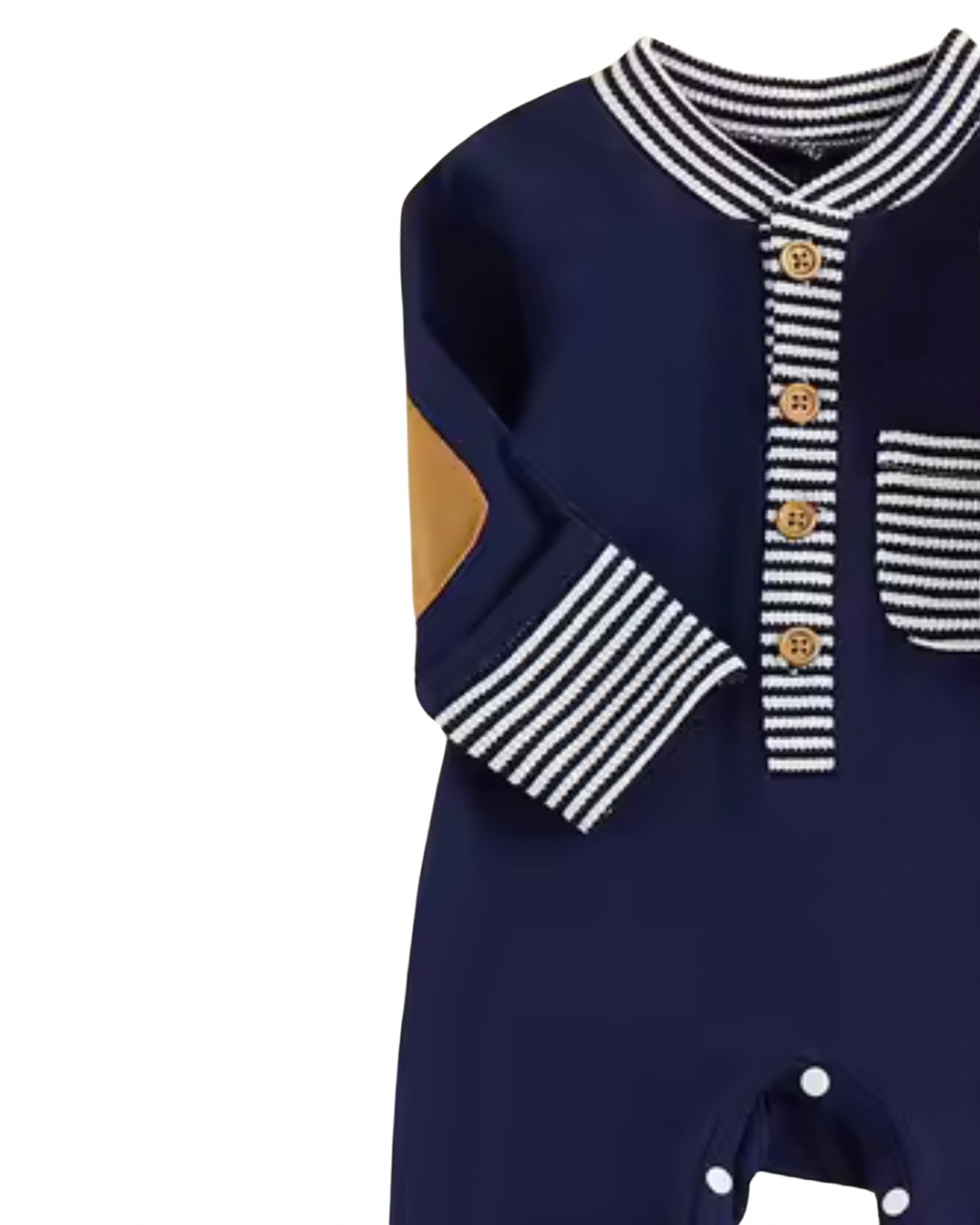 Navy Striped Pocket Romper
