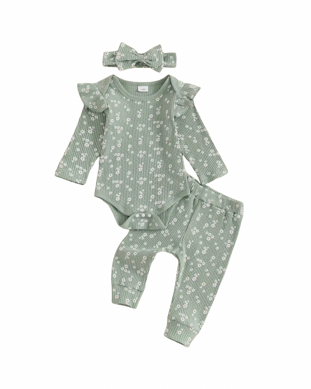 Mint Flutter Sleeve Floral Set