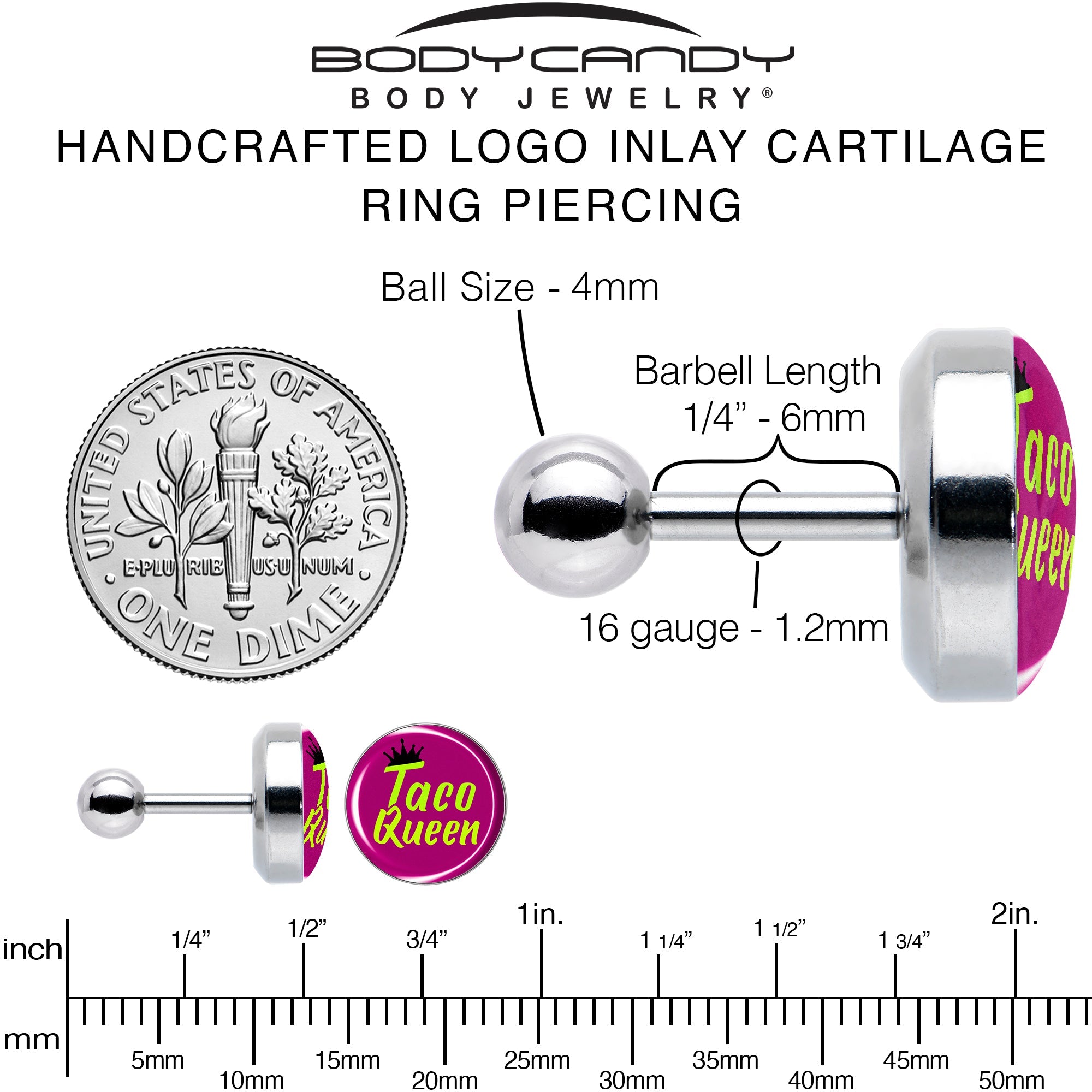 Taco Queen Tragus Cartilage Earring by Onyx O