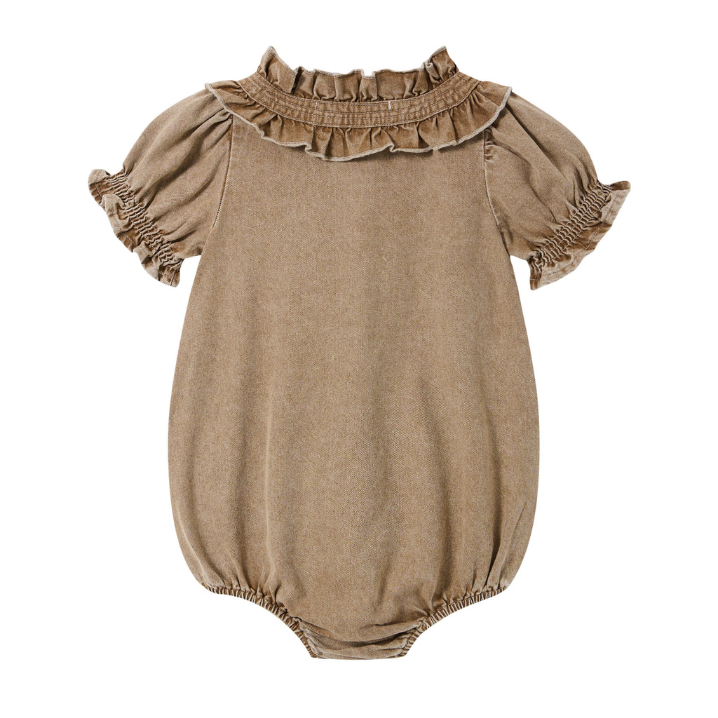 Tan Wash Girls Romper