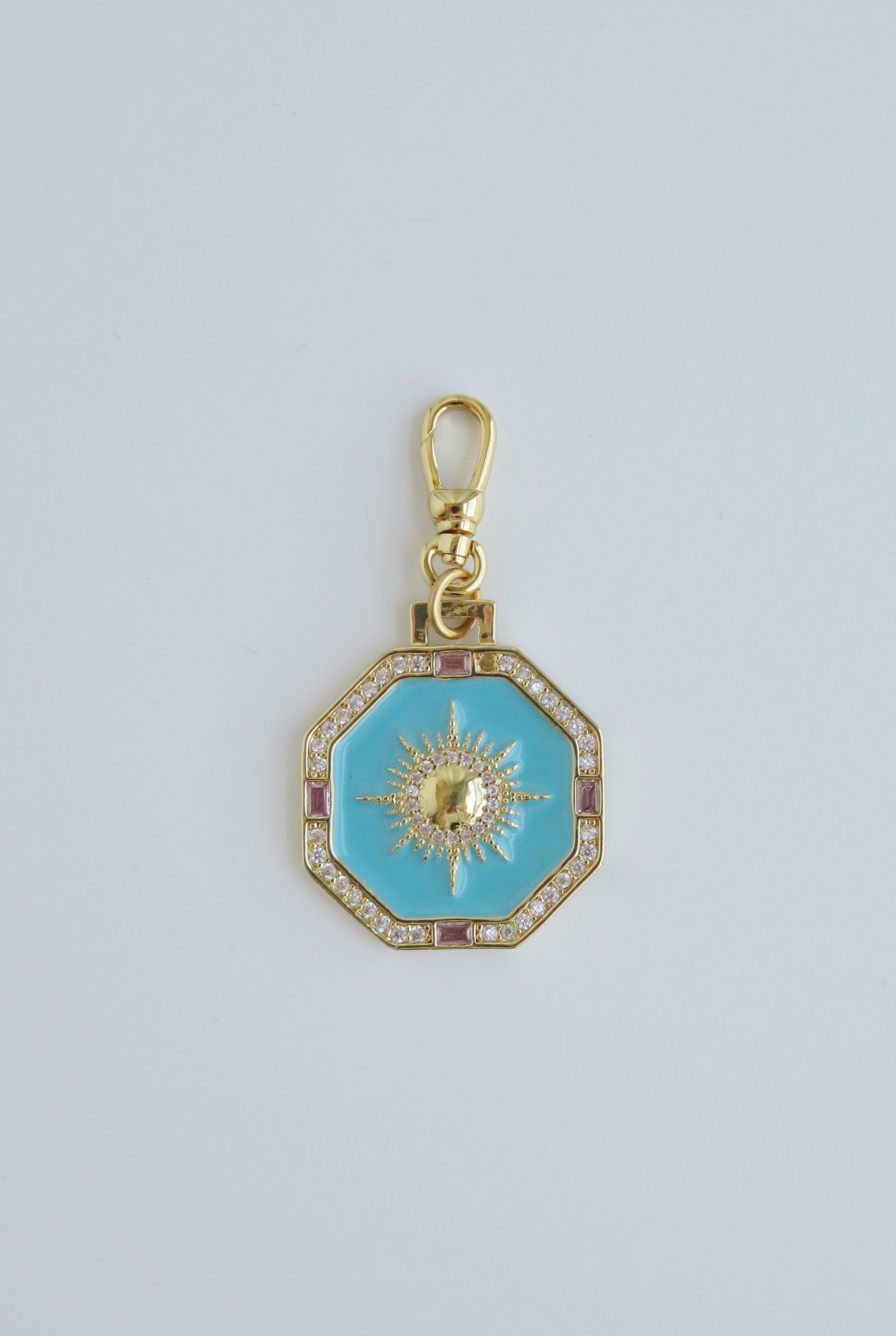 Turquoise Ray of Light Sun Pendant - Swivel Clasp