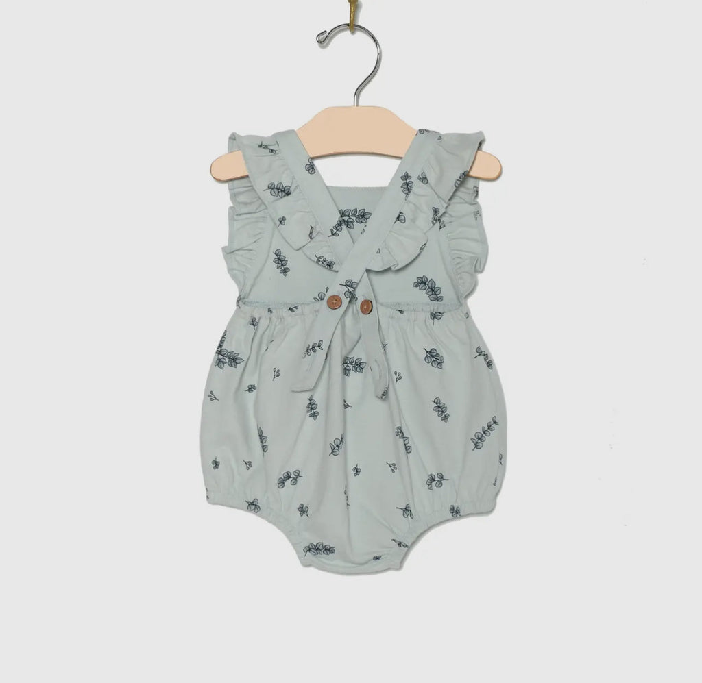 City Mouse Overall Flutter Romper- Eucalyptus