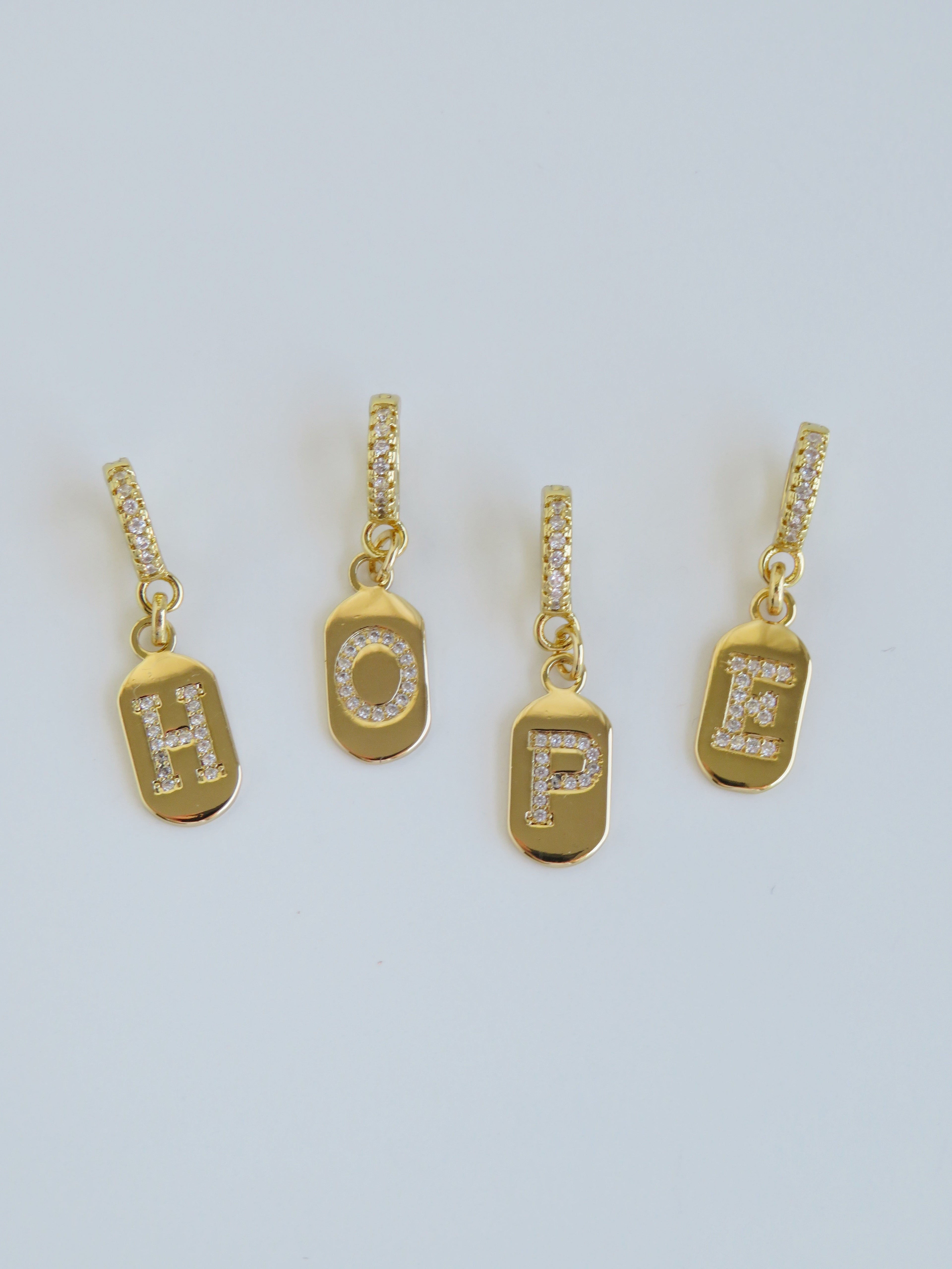 Diamond Initial Tag Charm with Diamond Clasp