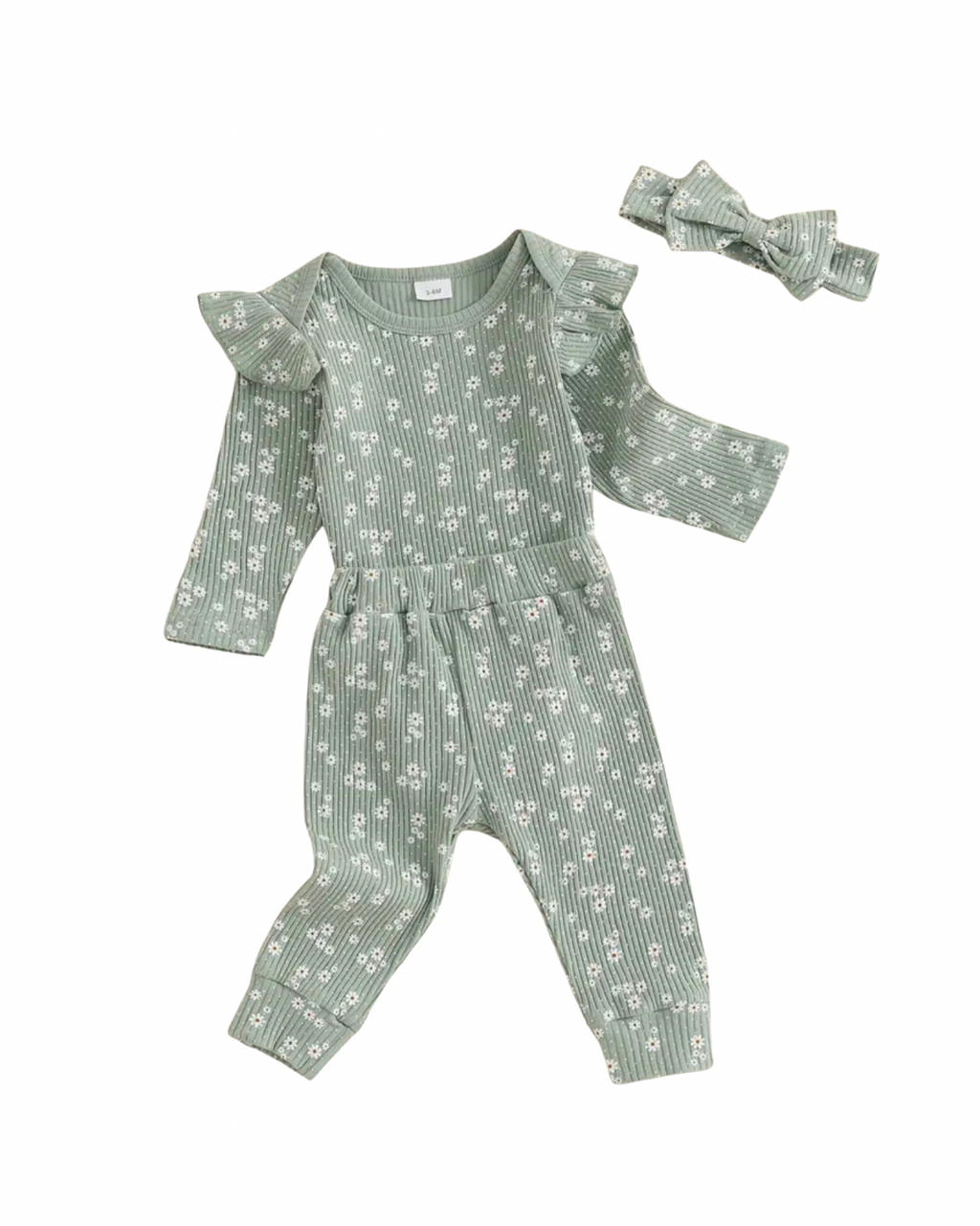 Mint Flutter Sleeve Floral Set