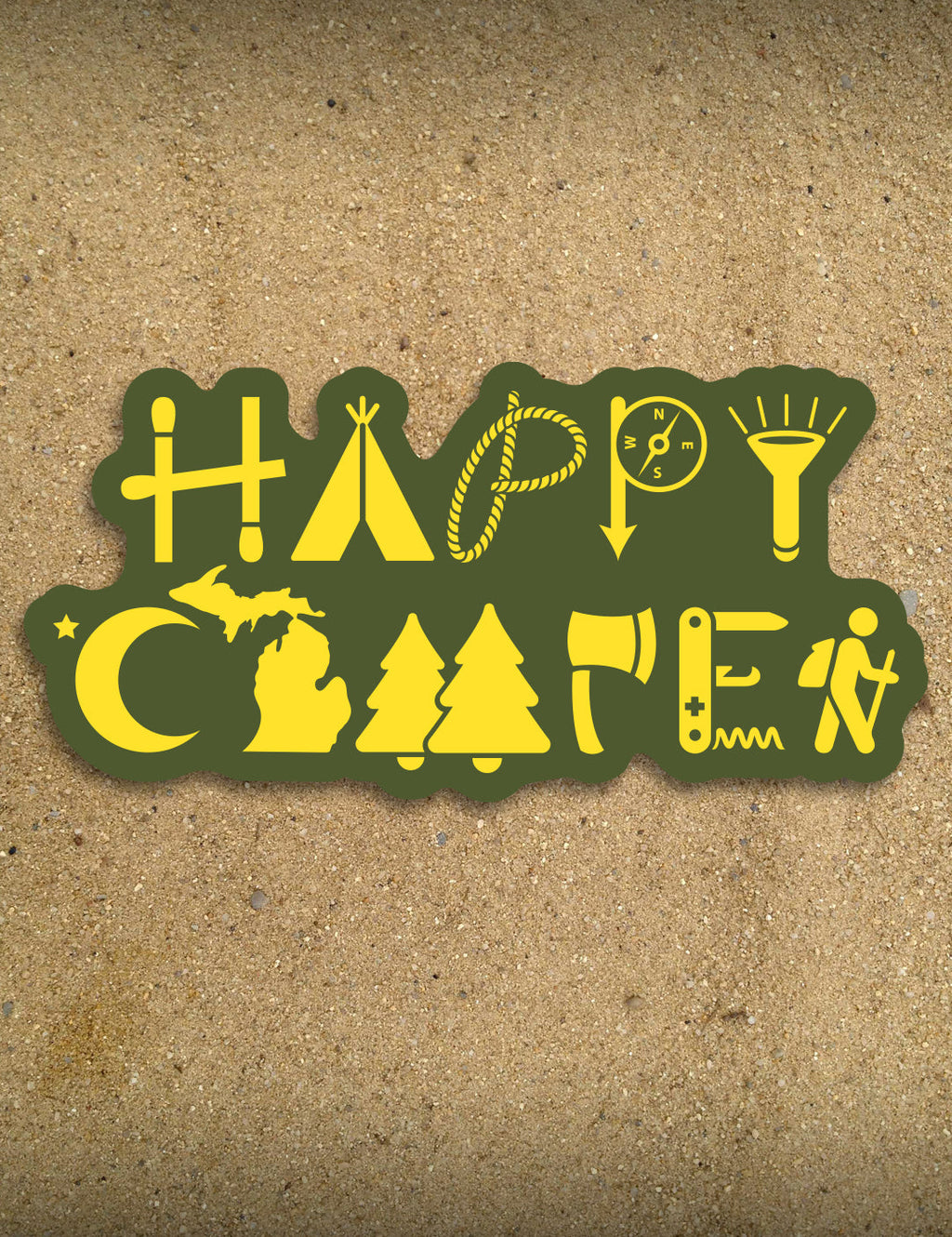 Happy Camper Icons - 7" Sticker