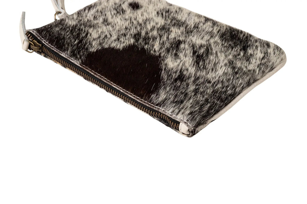 Huntley Equestrian Cowhide Wristlet Handbag Small with Zipper