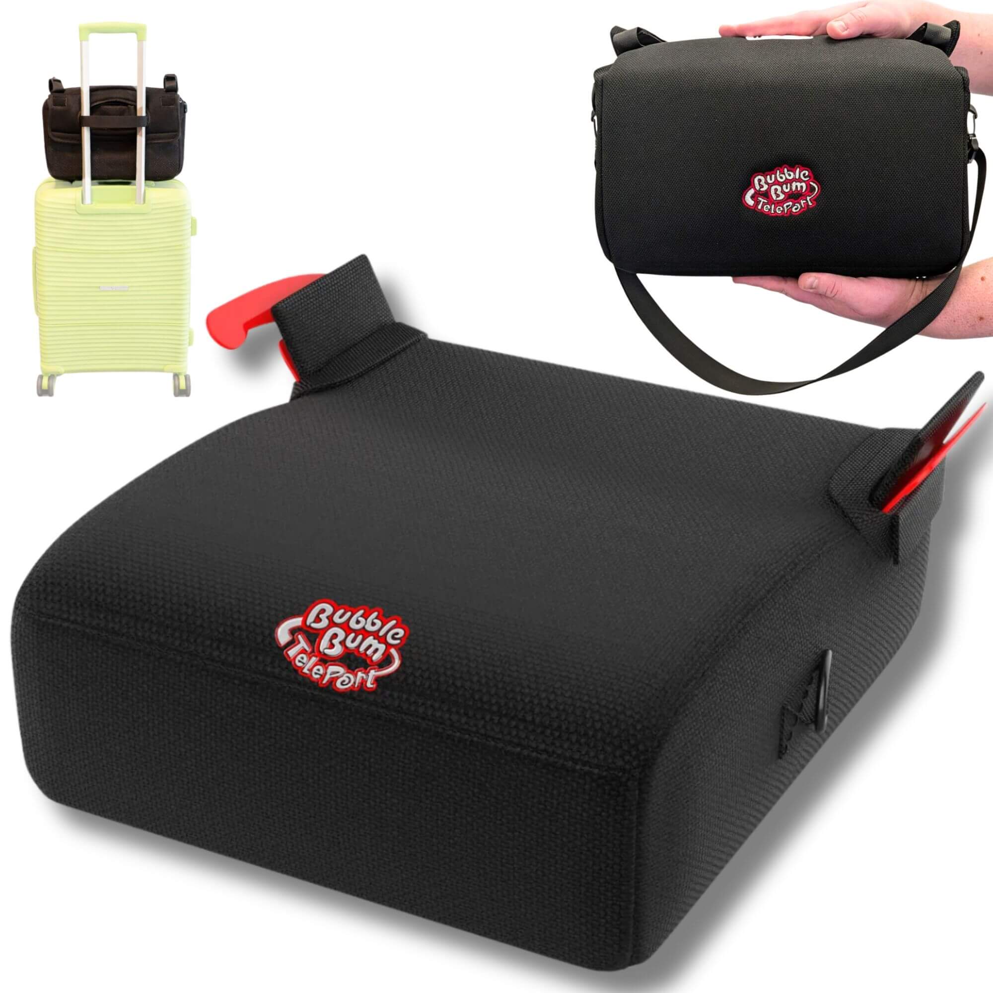 BubbleBum Teleport Backless Booster Car Seat, Kids Booster Seat for Car 40-100 lbs, Telescopic Portable Carseat, Ideal for Everyday Use and Foldable for Travel, - Black✔️