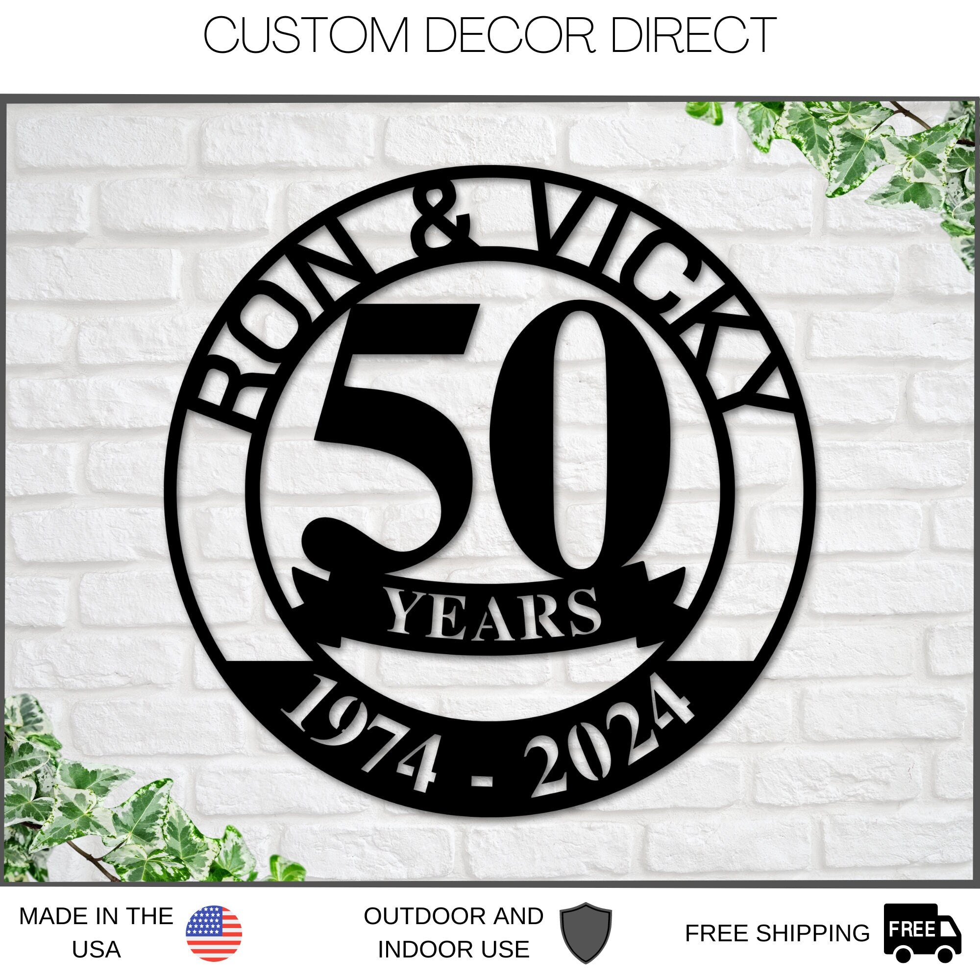 50th Anniversary Sign, Metal Anniversary Sign, Golden Anniversary, 50 Year Anniversary Gift, Wedding Anniversary Metal Wall Art, Celebration